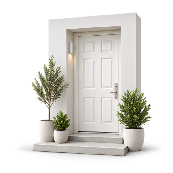 Residential front door ready for delivery